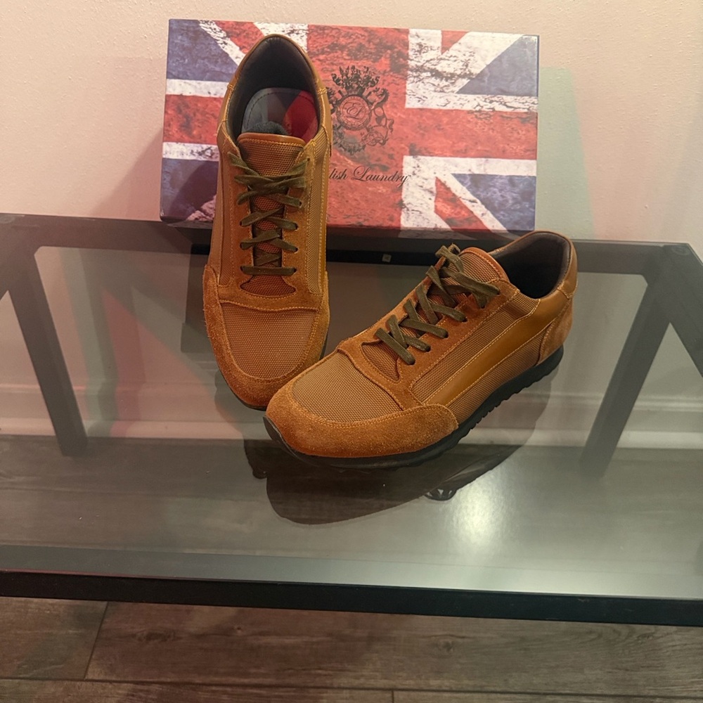 English Laundry Men's Tan/Brown Low-Profile Lace-Up Sneakers